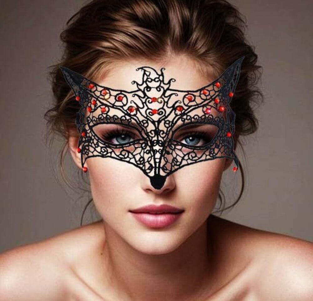 3630 Masquerade Mask Lace Rhinestone Masks Fox lace mask for Costume